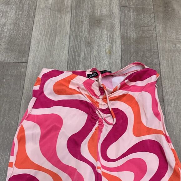 Womens Zara Groovy Party‎ Flare Satin Soul Train  Drawstring Retro Pants - Picture 3 of 8